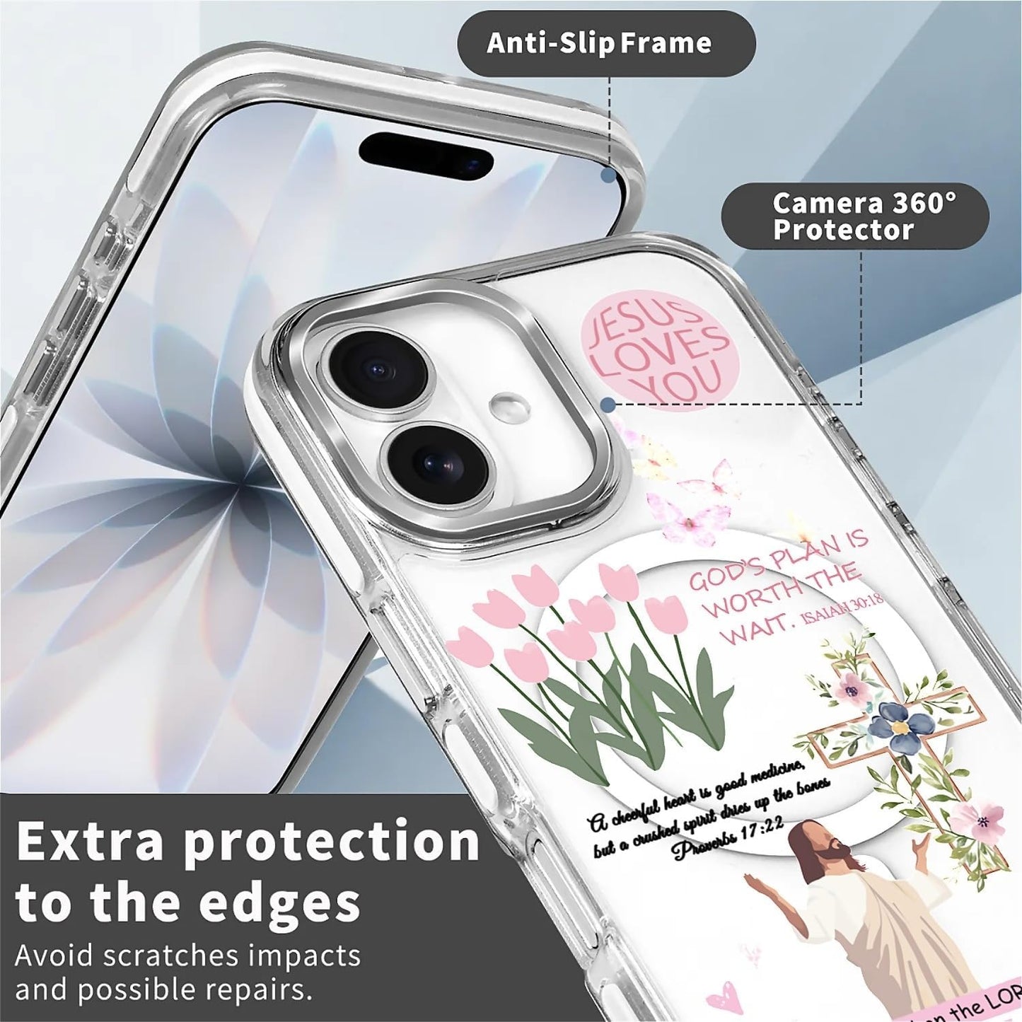 for iPhone 17 Pro Max Case [Compatible with Magsafe],Girls Women Clear Magnetic Case Silicone Shockproof Protective Cover with Pattern Colorful Motivational Letters