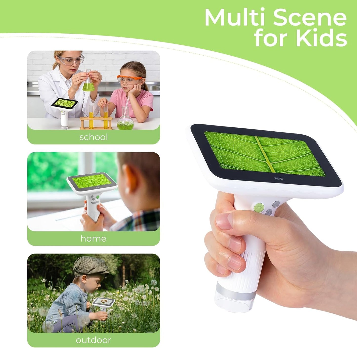1000X Handheld Digital Microscope for Kids, 4.3" Large LCD Screen Rechargeable Portable Microscope, Take Photos & Videos, Outdoor Exploration Gift for Boys & Girls, Works with Windows & Mac