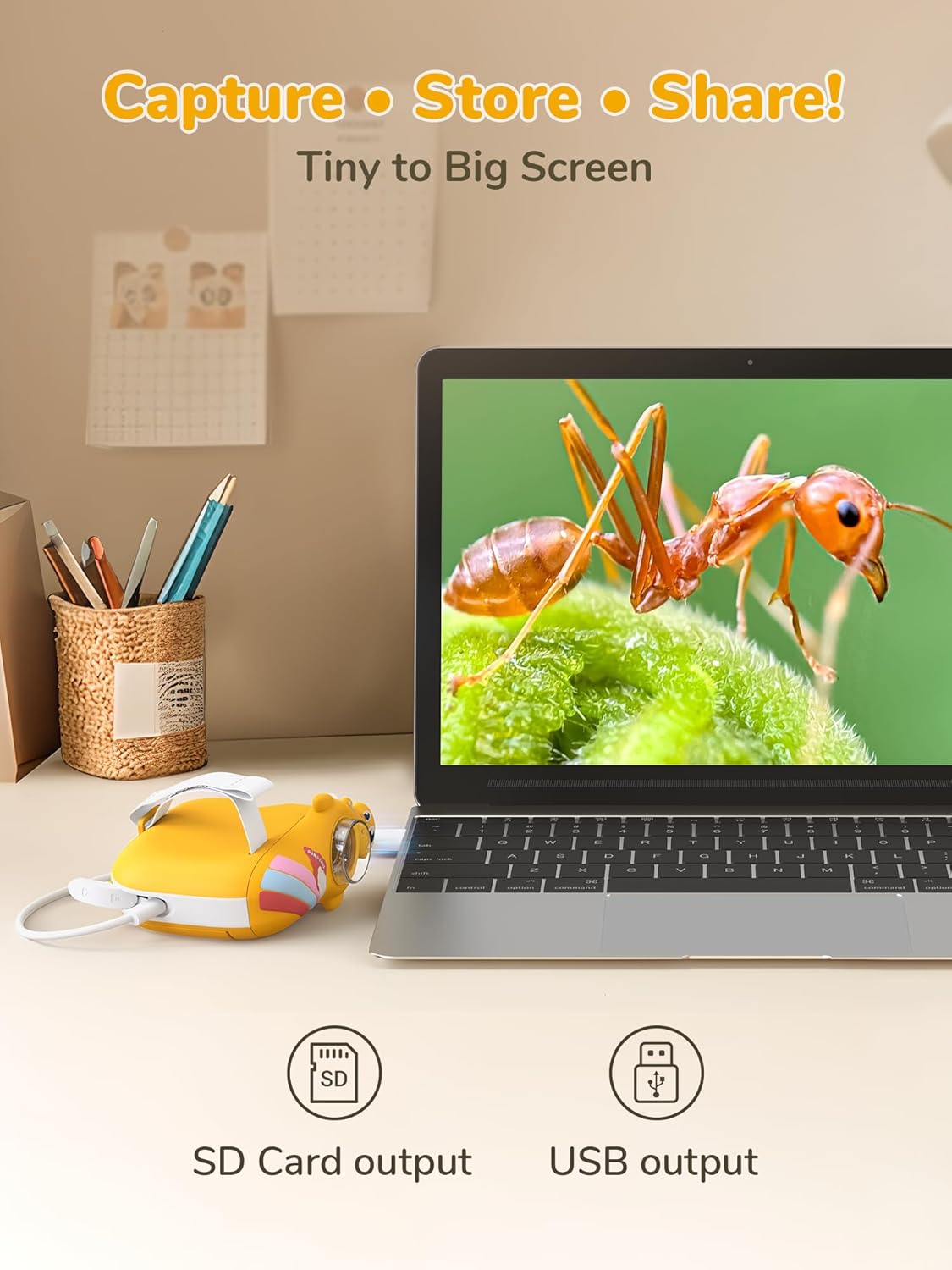 Digital Microscope for Kids - Handheld Pocket 1000X Zoom with 2" Screen Digital Kids Microscope, Portable Compact Body, for Education and Outdoor Activities