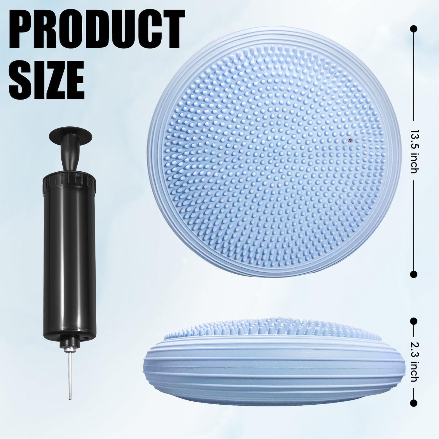 3 Pcs Inflated Wobble Cushion, Wiggle Seat & Balance Pad for Exercise, Home Yoga Balance Stability Training, Strengthen Core Muscles, Improve Posture, Balance Disc with Pump