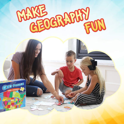 GeoToys GeoPuzzle, World Jigsaw Puzzles, 68 Pc Geography Game & Map Puzzle, Educational Games & Kids Learning Activities, Puzzle Gifts for Children Ages 6-9, Fun Learning Toys for Kids