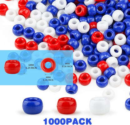 1000+pcs Glitter Pony Beads Bulk, Acrylic 9mm Large Plastic Bead for Bracelets Big Hole Hair Braids Crafts DIY Projects