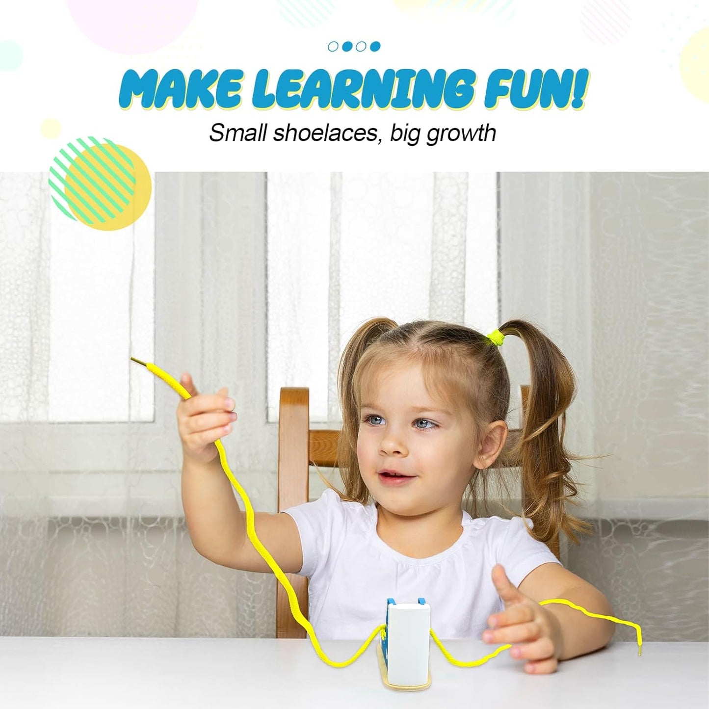 Learn to Tie Shoes for Kids, Wooden Lacing Sneaker Toy,Montessori Educational Toy for Toddlers Ages 4-8