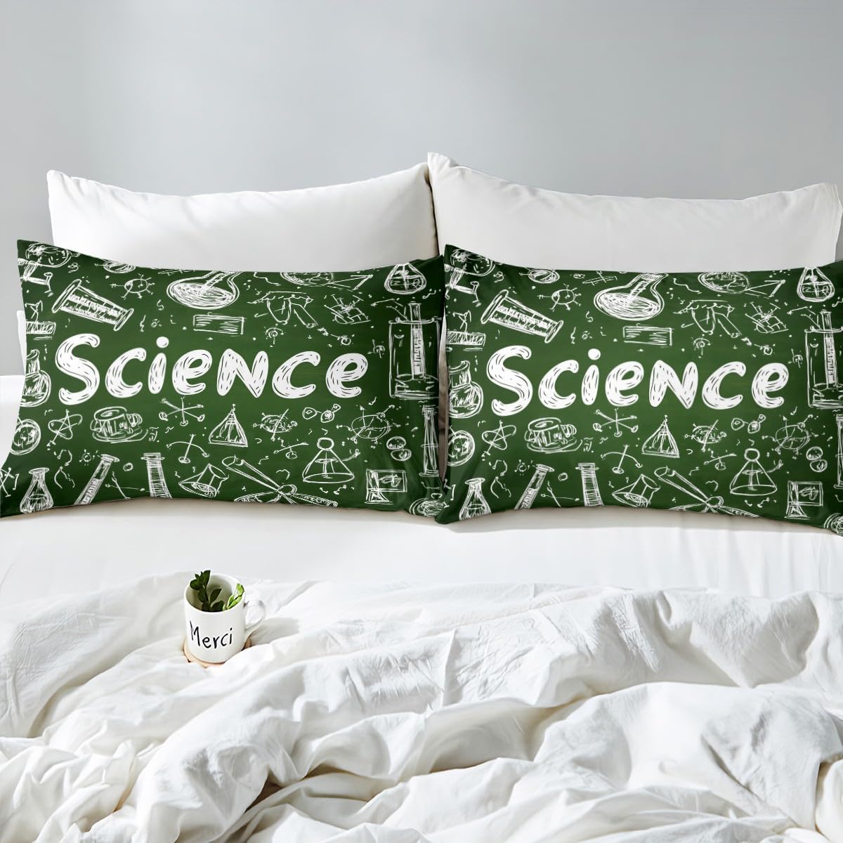 Chemistry Bed Sheets for Kids Teens Girls Boys,Chemical Experiment Fitted Sheet Twin,Science Themed Sheets for Math Lovers,Chemistry Lab Bedding Set,White and Black