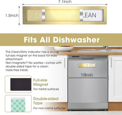 Clean Dirty Magnet for Dishwasher, Premium Stainless Steel, Dirty/Clean Speckled Design, Durable Magnet & Clear Indicators with Extra Tape (Silvery-Gray-01)