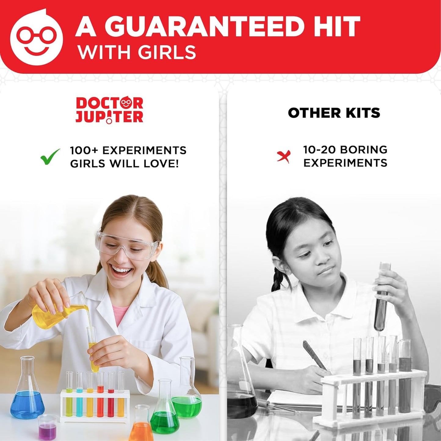 Doctor Jupiter Girls' Science Kit for Kids Ages 8-10-12-14 for 8,9,10+ Year Old Girls | Chemistry Set, STEM Toy Kit with 135+ Experiments | Learning & Educational Projects