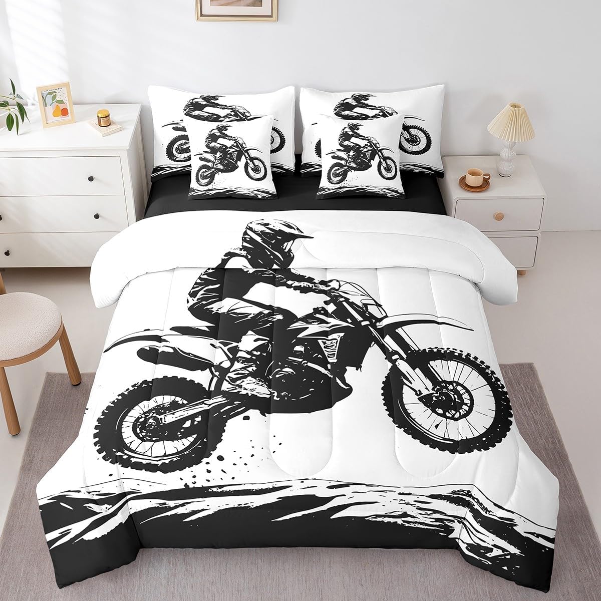 Erosebridal Chemistry Comforter Set with Sheets Full Size Periodic Table of Elements Bed in A Bag 7 Piece Science Chemistry Lovers Bedding Set for Kids Boys Children Bedroom Modern Black Bed Sets