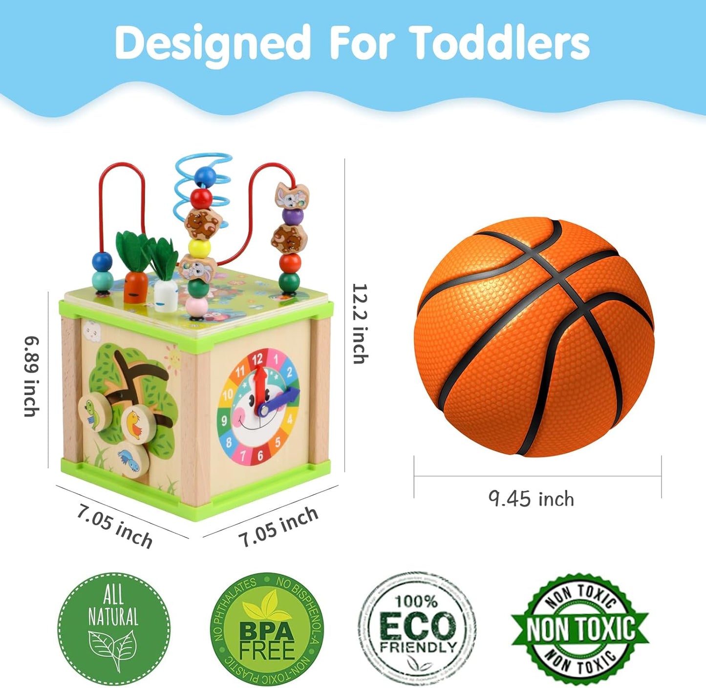 Wooden Activity Cube,Montessori Toys Gift Set for 12+ Months Boys & Girls,Educational Learning Toys for Toddlers Age 1+,First Birthday Gift for Baby