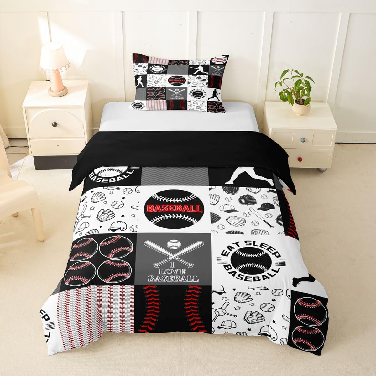 Drum Kit Duvet Cover,Kids Musical Instruments Bedding Set,Rock Music Comforter Cover for Boys Girls Room Decor,Neon Lighting Lightweight Bedspread Cover Twin Size with 1 Pillow Case(No Comforter)