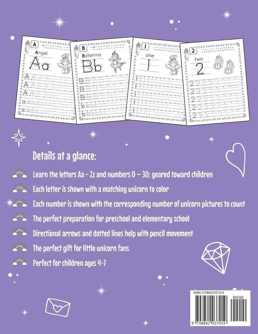 Unicorn Letter and Number Tracing Book Ages 3 - 5: Magical Practice Workbook for Preschoolers | Trace Letters and Numbers Book for Kindergarten and Pre K Girls
