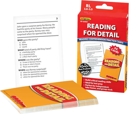 Edupress Reading Comprehension Practice Cards, Informational Text, Red Level (EP63437) Medium