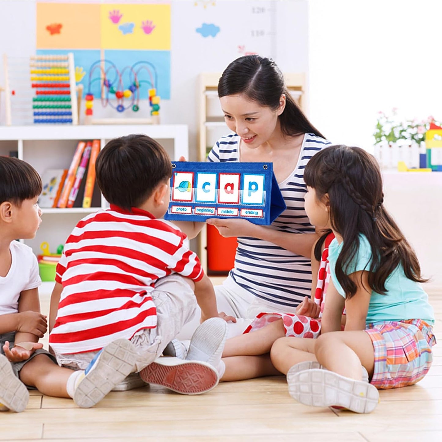 Word Building Desktop Tent Cards Set CVC Words Phonics Games Chart Kindergarten Spelling Education Toy