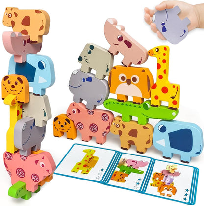 Maaacute Montessori Toys for 1 2 3 Year Old Boys Girls, Toddler Toys Age 2-4, 10 Pack Wooden Animal Blocks Sorting & Stacking Education Toddler Puzzles Toy,1 2 3 Year Old Girl Boy Birthday Gifts