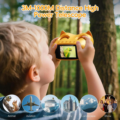 2 in 1 Kids Telescope Microscope, 1000X Digital Microscope, Portable Telescopes for Kids, 4K Discovery Microscope, Handheld Microscope STEM Gift for 3-12 Years Boys Girls（Yellow）