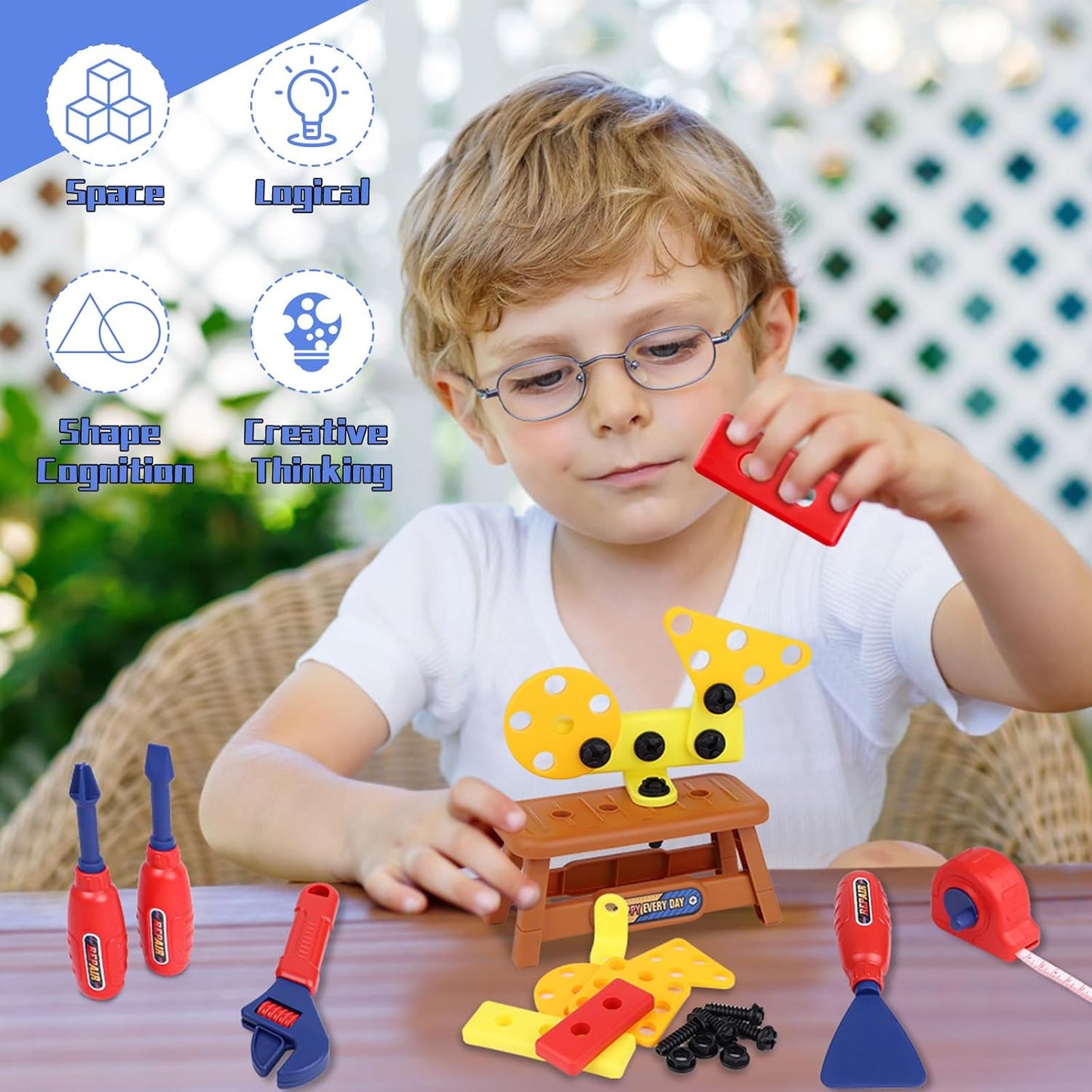 Kids Tool Set,MAGIC4U Toddler Tool Set with Tool Bag,11 Tools Equipements,Pretend Play Construction Kits for Kids Age 3-6 Years Old,Toddler Boy Toys