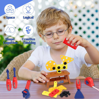 Kids Tool Set,MAGIC4U Toddler Tool Set with Tool Bag,11 Tools Equipements,Pretend Play Construction Kits for Kids Age 3-6 Years Old,Toddler Boy Toys