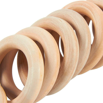 Onwon 10 Pieces Wooden Rings Natural Wood Rings Without Paint Smooth Unfinished Wood Circles for Craft DIY Baby Teething Ring Pendant Connectors Jewelry Making (70mm)