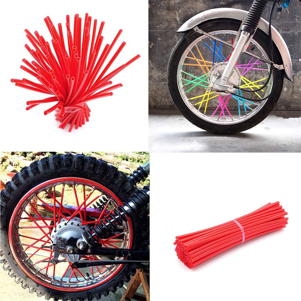 Super Pop Bicycle Spoke Skins Wraps Compatible with Schoolmate Bike Fans- Colorful Bike Wheel Decoration-72 Pcs(Red)