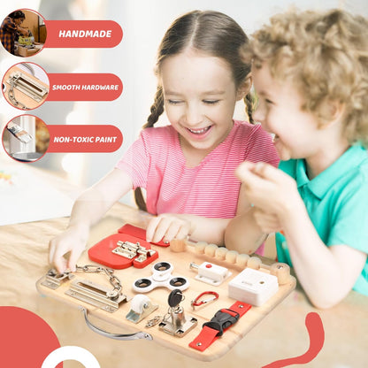 Potatomato Wooden Montessori Large Busy Board for Toddlers and Kids – Sensory Activity Board Toy for Babies Boys Girls Supports Fine Motor Skill Development for Children with Autism and ADHD