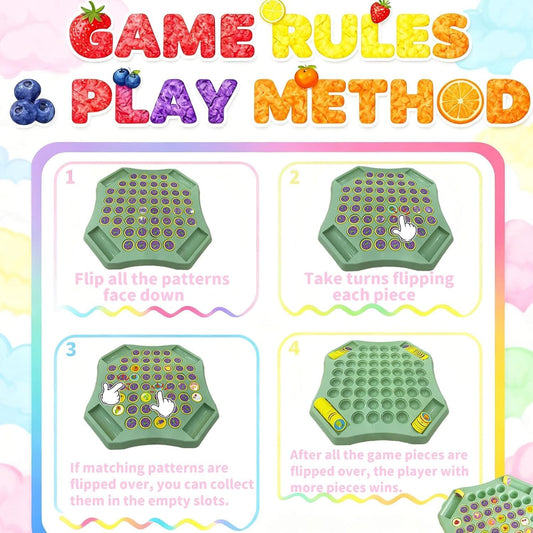 Flip Chess Memory Game, 54PCS Fruit Matching Puzzle Toy for Kids & Preschool, Educational Montessori Board Game for Memory & Logic, Family Fun, Birthday