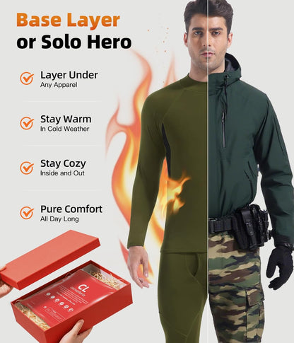 CL convallaria Thermal Underwear Long Johns Set Mens Winter Gift Hunting Gear Sport Base Layer Bottom Top - Colors B