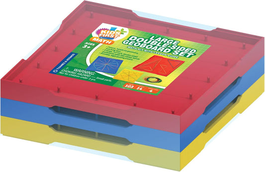 Thames & Kosmos Kids First Math: Large Double-Sided Geoboard Set for Preschoolers Ages 3 to 5 | Intuitive, Visual Method for Learning Basic Geometry | Includes Three 7-inch Square Boards, Rubber Bands