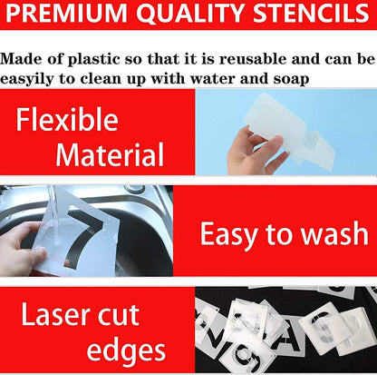 4 Inch Letter Stencils and Numbers, 36 Pcs Alphabet Art Craft Stencil, Reusable Plastic Templates for Wood, Wall, Fabric, Rock, Signage (4 Inch)