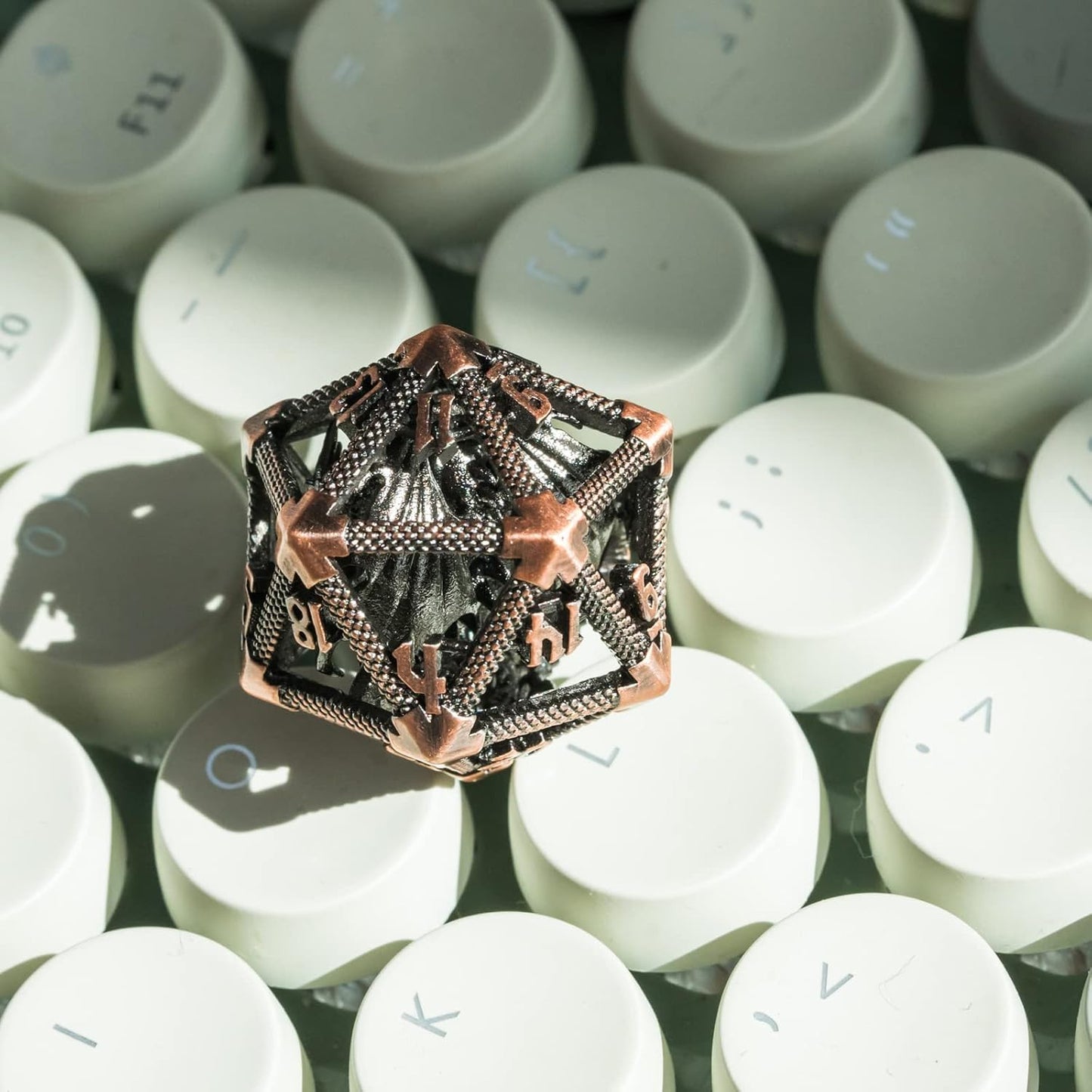UDIXI Steampunk Metal Dice Set, 7 Die Polyhedral DND Dice Set for D&D Role Playing Game and Math Teaching (Ancient Copper)