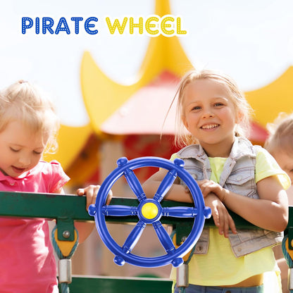 3 Pcs Playground Accessories for Kids Outdoor Swing Set Accessories Playground Equipment Pirate Plastic Ship Wheel Toy Telescope Telephone Backyard Outdoor Playhouse Climbing Equipment(Yellow, Green)