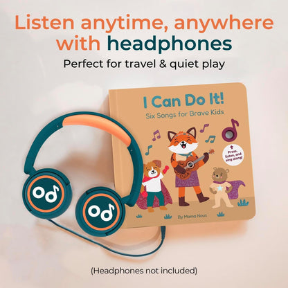 Cali’s Books Wind Down – USB-C Rechargeable Baby Book for Toddlers 1-3, Headphone Jack, Expert-Designed Bedtime Musical Book with Gentle Activities and Affirmations for a Calming Nightly Routine