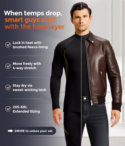 CL convallaria Thermal Underwear Long Johns Set Mens Winter Gift Hunting Gear Sport Base Layer Bottom Top - Colors B