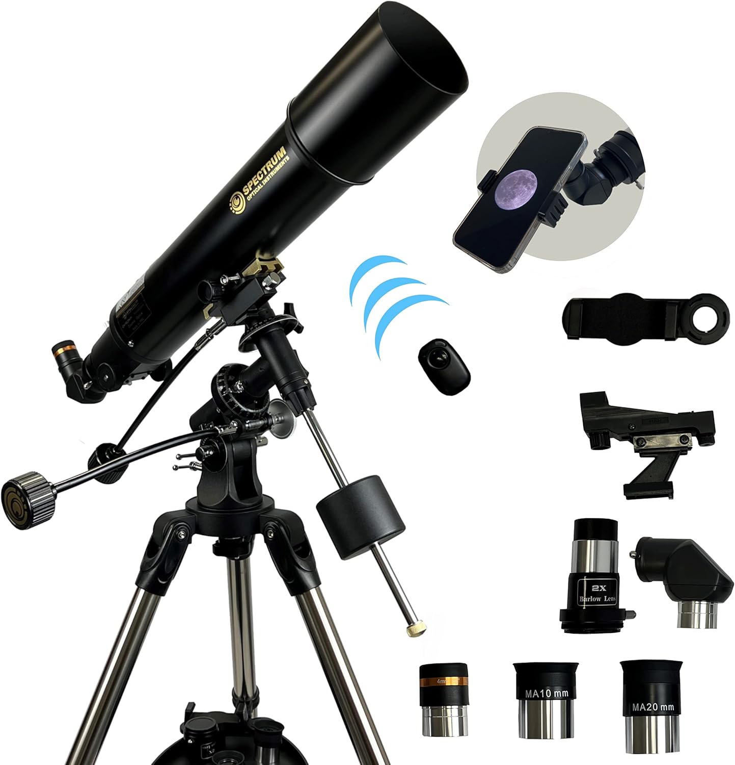 SpectrumOI Telescope for Kids, Telescope for Adults Astronomy Gifts for Kids 8-12 - Premium Refractor 70mm Aperture with Carry Bag and Phone Holder