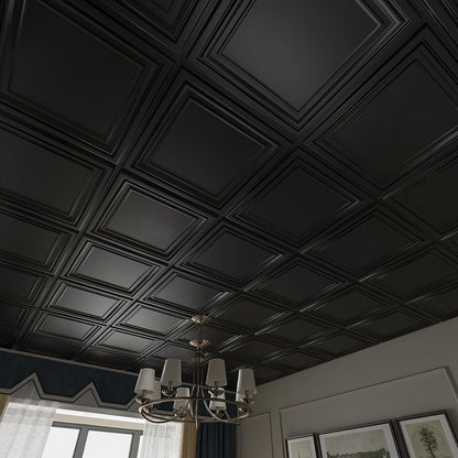 Art3d PVC Ceiling Tiles, 2'x2' Plastic Sheet in Black (12-Pack)
