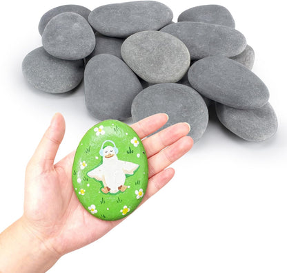 Simetufy 15 Pcs Rocks for Painting, River Rocks to Paint, 2"-3" Flat Painting Rocks, Smooth Rocks for Crafts, Natural Stones for DIY, Kindness Rocks Garden Decoration