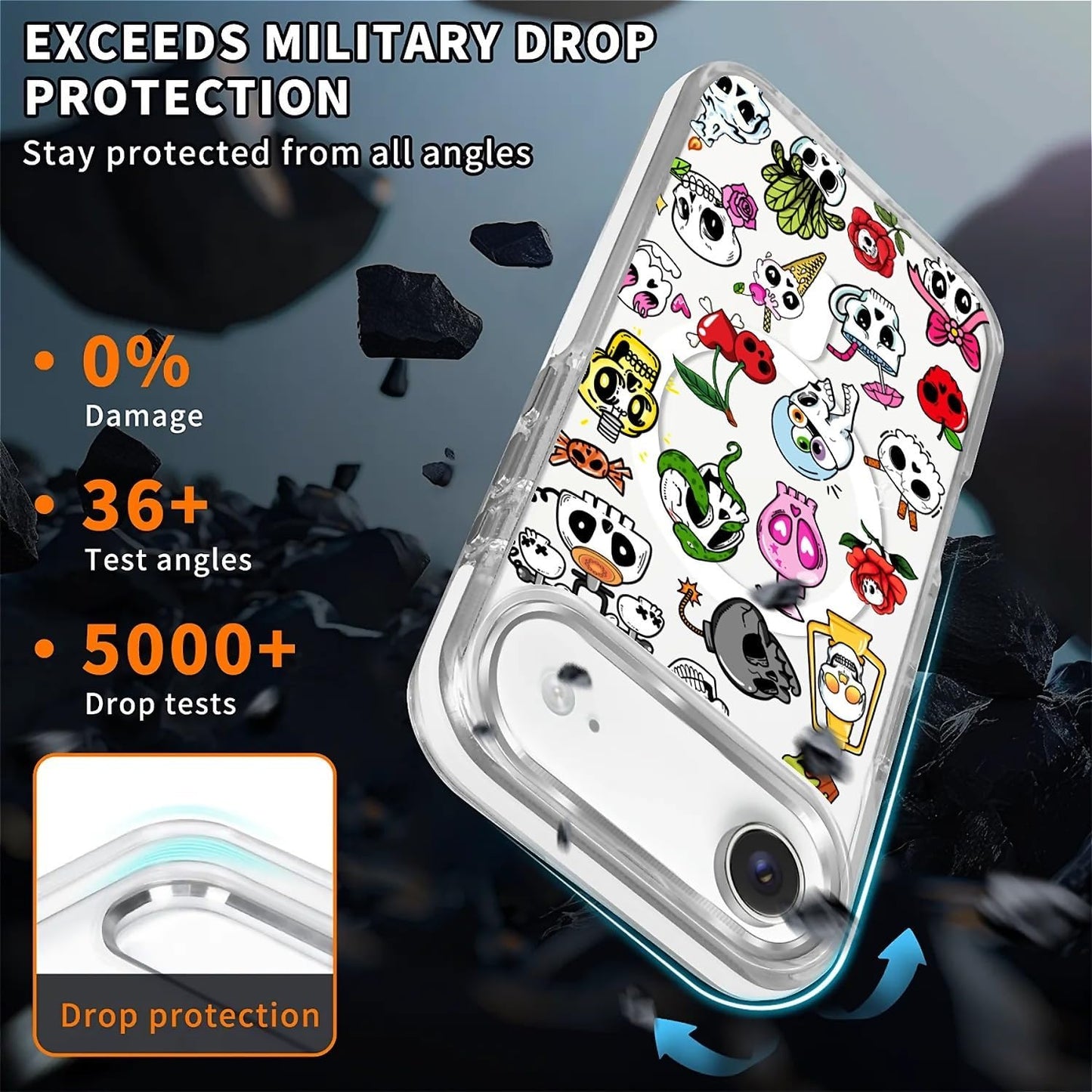 for iPhone 17 Pro Max Case [Compatible with Magsafe],Girls Women Clear Magnetic Case Silicone Shockproof Protective Cover with Pattern Colorful Motivational Letters