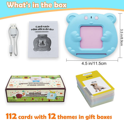 Spanish & English 510 Words Alphabet Bilingual Talking Flash Cards for 3-8 Years Toddlers, Pocket Speech Buddy Therapy Autism Toys, Educational Learning Interactive Toy for Boys Girls Kids Gifts Blue