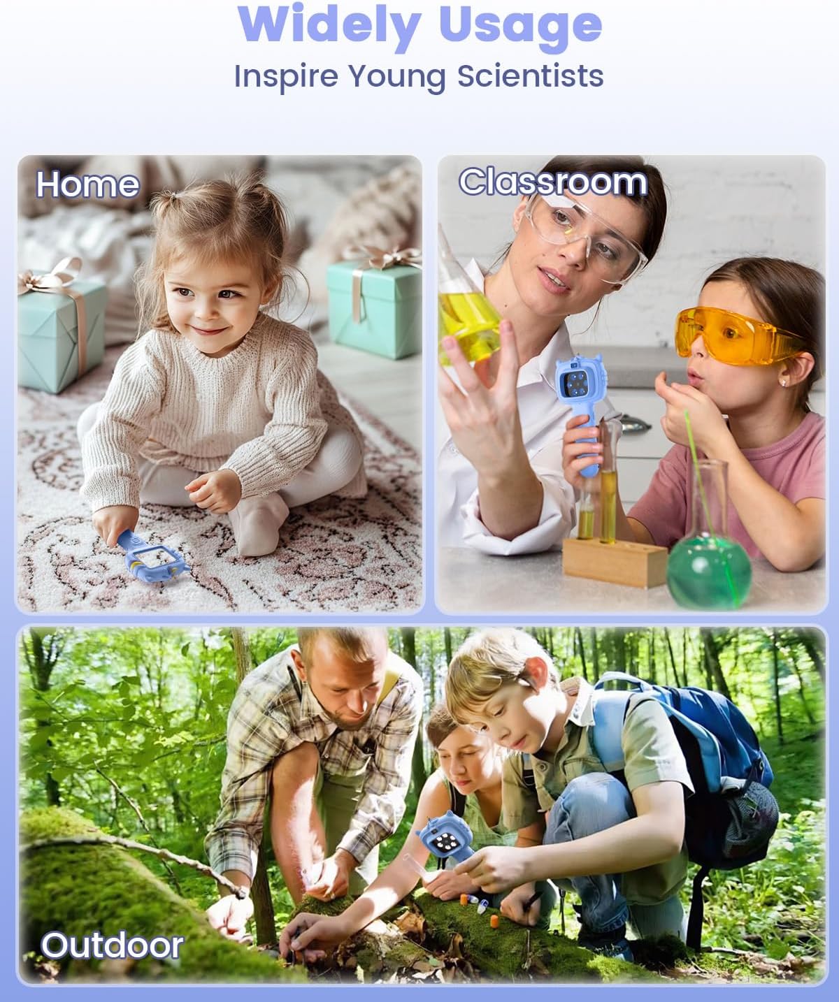 Microscope Camera for Kids Gifts Toys- Handheld Pocket Microscopes with 2.4" Screen and Autofocus - Mini Digital Educational Science Kit for Christmas Birthday for Age 3-5 5-7 8-12 Girls Boys (Green)