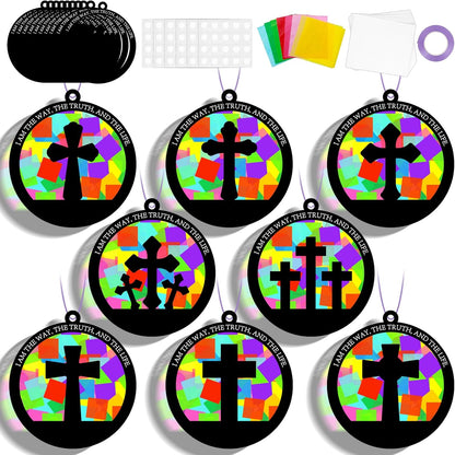 32 Sets Outer Space Suncatchers Craft Kit DIY Window Stained Glass Effect Planet Astronaut Alien Paper Crafts Home School Classroom Decoration Kid Birthday Gift Creative Art Project Activity Game - Colors B