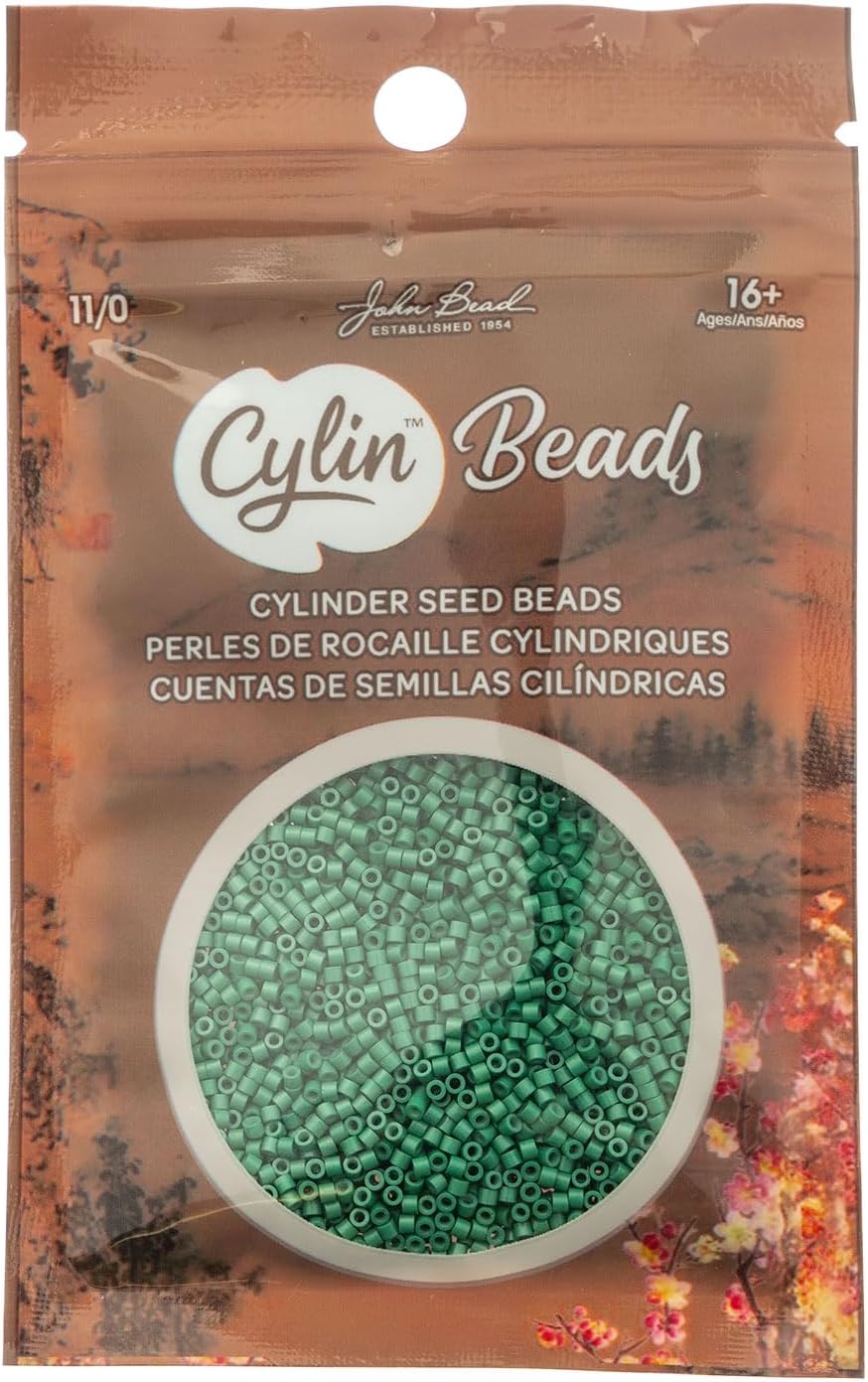 John Bead 25g Cylin Beads Opaque Turquoise Green 11/0 Glass Cylindrical Seed Beads for Jewelry Bracelets Necklaces Earrings Making Embroidery