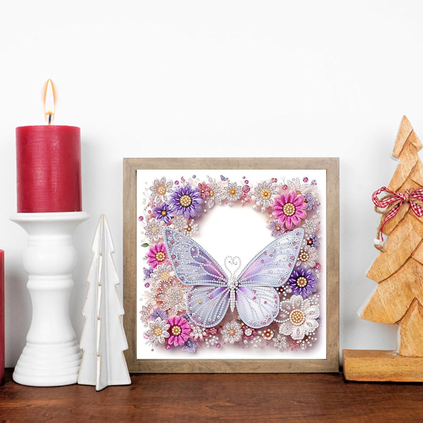 POETRYDRAW Pink Butterfly Special Shaped 5D DIY Partial Drill Diamond Art Painting Kit 30x30cm (Butterfly-1)