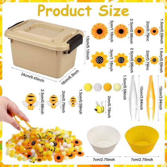 286Pcs Letters and Numbers Sensory Bin Filler Fine Motor Toys Counting Sorting 200 Felt Pompoms 76 Magnetic Letters Numbers 4 Tweezers 5 Silicone Plates 1 Storage Box for Counting Sorting DIY Crafts