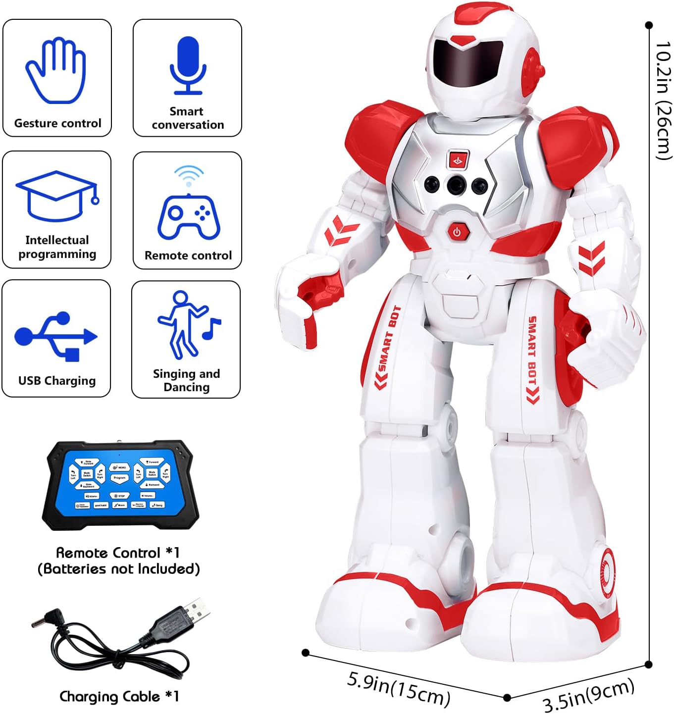 KingsDragon Robots Toy for Kids, RC Gesture Sensing Toy, Interactive Walking Singing Dancing Robot Birthday Presents for Boys Girls Age 6 7 8 9 Years Old