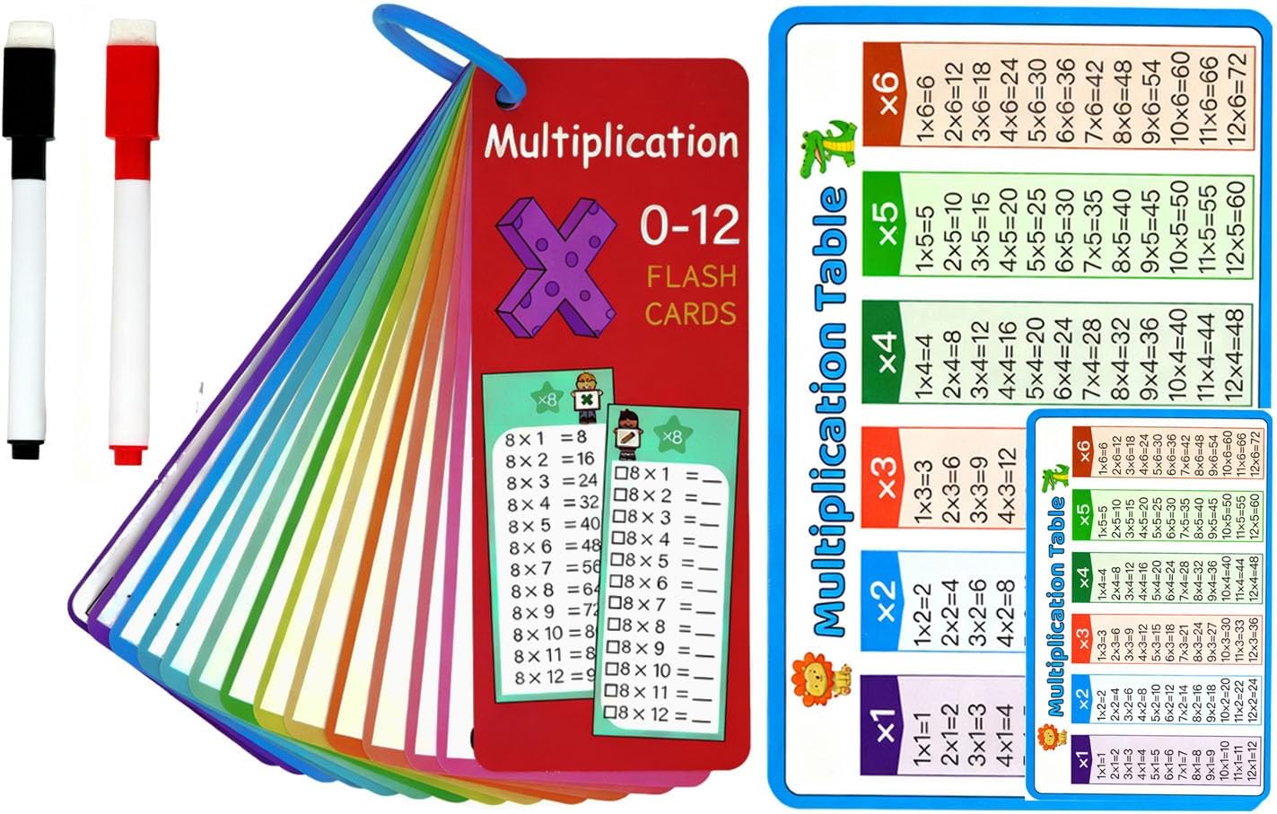0-12 Multiplication Flash Cards, Multiplication Times Table Chart Flash Cards, Multiplicationtimes Table Chart,Fun Educational Math for 1st 2nd 3rd Grades