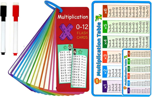 0-12 Multiplication Flash Cards, Multiplication Times Table Chart Flash Cards, Multiplicationtimes Table Chart,Fun Educational Math for 1st 2nd 3rd Grades