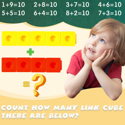 Jenaai 100 Pcs Linking Cubes Plastic Math Cubes Manipulative Counting Blocks STEM Snap Blocks Connecting and Counting for Early Math and Construction, Homeschool Preschool Supplies(Stylish)