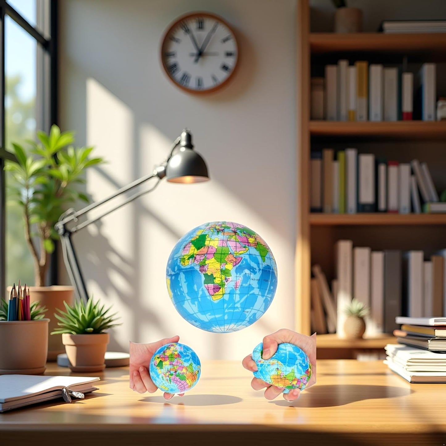 1Pc Blue Squeeze World Map Globe Palm Ball Slow Rising Stress Ball for Birthday Xmas Gifts Xmas Stocking Fillers Party Bag Gifts (7.6CM)