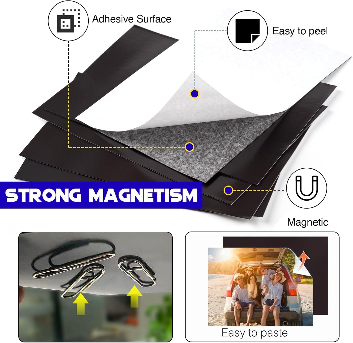 Adhesive Magnetic Sheets for Letter Size 8.5x11 (Pack of 8),Magnet Sheets with Self-Stick Adhesive for Home/Classroom/Office,Easy Cut DIY Paper Craft Magnet