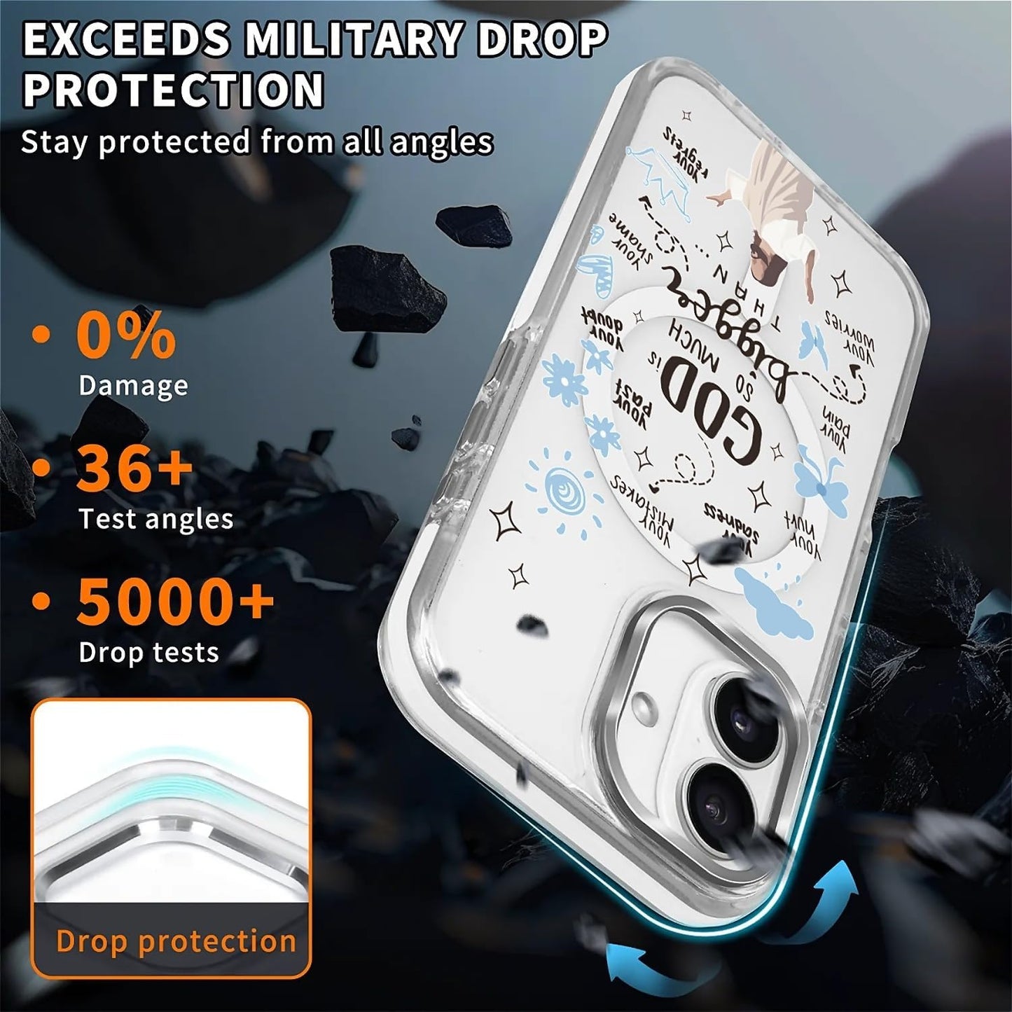 for iPhone 17 Pro Max Case [Compatible with Magsafe],Girls Women Clear Magnetic Case Silicone Shockproof Protective Cover with Pattern Colorful Motivational Letters