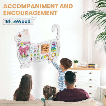 BlueWood Wooden Wall Busy Board Panels, Toddler Learning Activity Center, Montessori Philosophy Sensory, Educational Toys, Conducive to All-Round Development - Whale