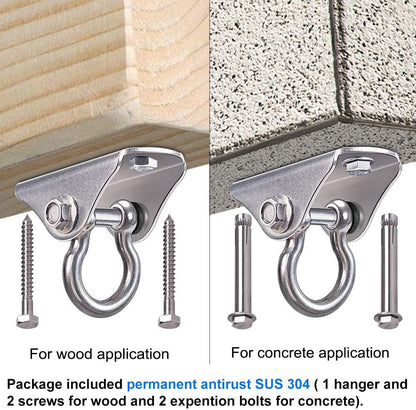 SELEWARE Anti-Squeaking Swing Hanger Stainless Steel Swing Set Hook Ceiling Mount Bracket for Hammock Chair Toddler Swing Yoga Swing Punching Bag 2 Packs